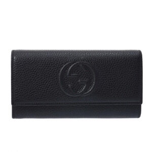GUCCI Soho GG Black Leather Long Wallet